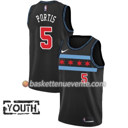Maillot Basket Chicago Bulls Bobby Portis 5 2018-19 Nike City Edition Noir Swingman - Enfant